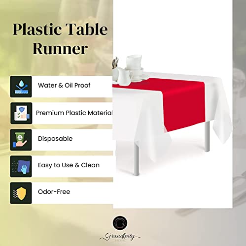 Red 6 Pack Premium Disposable Plastic Table Runner 14 X 108 Inch. Table Runner For Dinner Parties & Events By Grandipity #TOP2