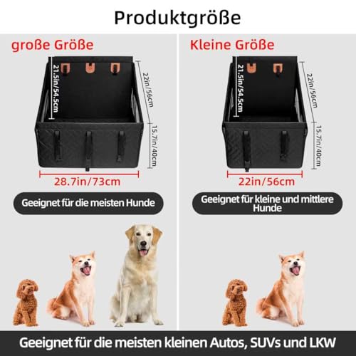 Hunde Autositz Rückbank für Großhunde – Sicherer Autositzbezug für Rücksitz, Robuster Hunde-Boostersitz mit Rücksitzverlängerung & wasserabweisender Hundematratze (Schwarz, L)