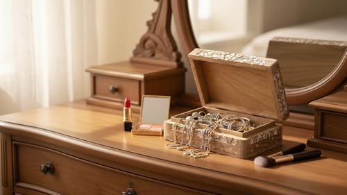 Great Birthday Gifts Handmade Decorative Wooden Jewelry Box Tree Of Life Carving Jewelry Organizer Keepsake Box Treasure Chest Trinket Holder Watch Box Storage Lock Box Housewarming Gifts by The Great Indian Bazaar - Image 4