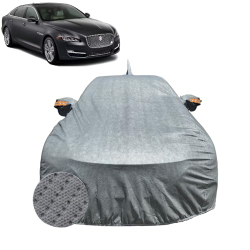Image of Car Cover for Jaguar XJ L (2014-2019) | 100% Waterproof Cover with Reflective Mirror Pockets | Dustproof, Scratchproof, Heatproof Jaguar XJL Car Cover |Soft Cotton Lining| Grey