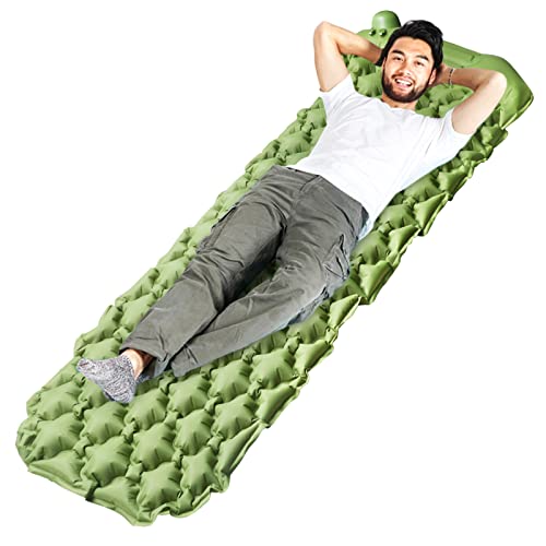 Idefair Aufblasbare Isomatte, ultraleichte Campingmatten, Outdoor-Matratze, wasserdichte Luft-Schlafmatte mit Kissen für Zelte, Wandern, Rucksackreisen, Camping, Reisen, Hängematte, Strand Cover