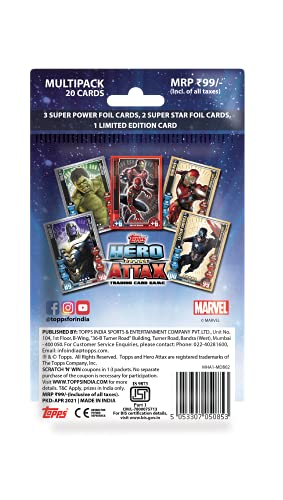 Topps India Marvel Hero Attax 2021 Tcg Collection Multi Pack, Pack Of 20 Cards #TOP1