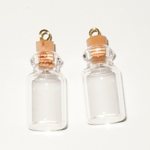 MINIATURE GLASS BOTTLE with STOPPER and LOOPS - spice apothecary