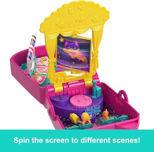 Polly Pocket mini bebek ve aksesuarları ile patlamış mısır temalı Kedicik Sineması mini oyun seti, mikro bebek ve kedicik figürü dahil 8 aksesuar, JFV01 - Görsel 5