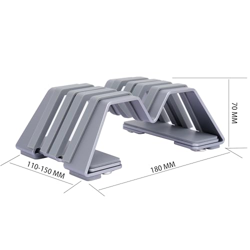 Psitek Regulowany podwójny pionowy stojak na laptopa - obsługuje uchwyt na 2 urządzenia, pasuje do wszystkich laptopów (grubość 10-30 mm) - modny design, regulowana szerokość, antypoślizgowa i odporna