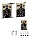 Mokeyder 5-Prong Base Target Stand, Adjustable Metal Shooting Stand with 10 pcs Target Paper and 9 Clips, Portable Archery Stand for Outdoor BB Gun, Airsoft, Pellet, Pistol, Shooting Practice