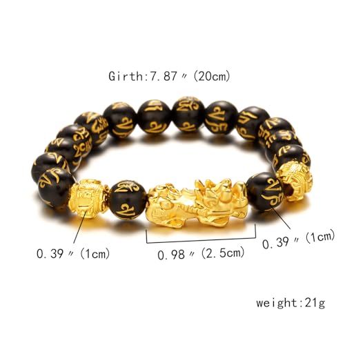 FengShui Bracelet for Men Women Wealth Good Luck Pixiu Bracelet Black Obsidian Buddha Bead Bracelet Elastic Buddha Dragon Mantra Bracelet Prosperity Protection Jewelry3