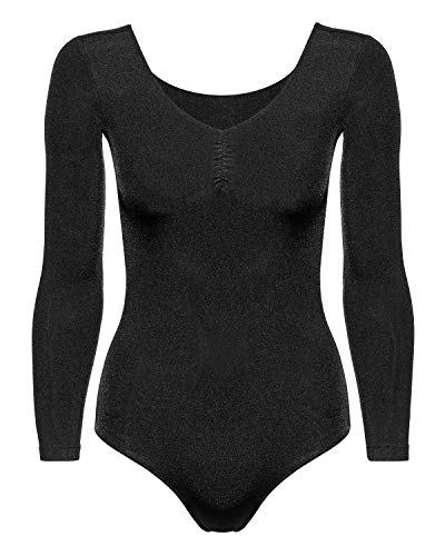 Arabesque Langarm Lycra Damen Ballettanzug Body Leotard Dance Trikot Turnanzug Mirta (S, Schwarz)