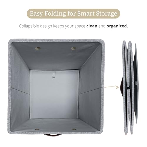 Image of DECOMOMO Storage Bins | Cube Storage Bin with Label Holders, Fabric Storage Cubes for Organizing Shelves Closet Toy Clothes (11 inch / 6pcs, Light Texture Grey)