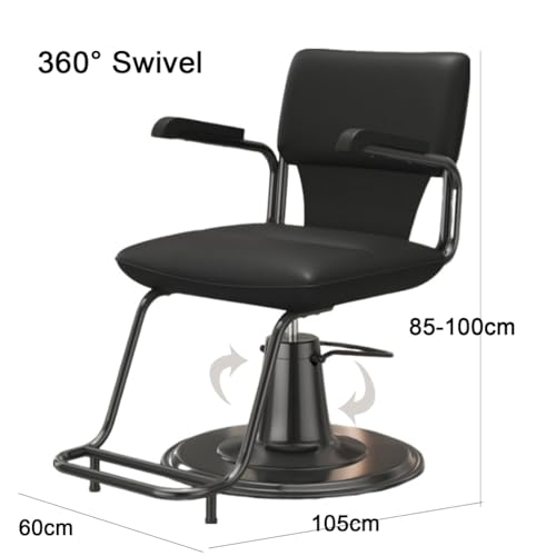 Fotel fryzjerski, wytrzymały fotel salonowy z pompą hydrauliczną, obrotowy o 360°, regulowany fotel kosmetyczny do spa, dla fryzjera, fryzjera, spa, salonu kosmetycznego,Black,C