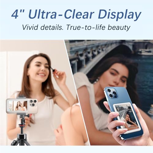 Image of Selfie Monitor Screen for Iphone & Android, 2026 Patented Wireless Magnetic Back Camera Monitor, Vlog Content Creator Essentials, 1800mAh, Up to 3 Hours Runtime, White (Not for Google Pixel)