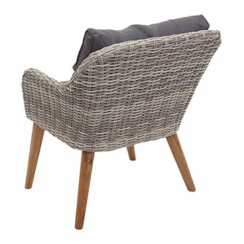 BJYX gartenlounge Gartengarnitur, Lounge-Set, Akazie halbrundes Poly-Rattan Spun Poly – Bild 5