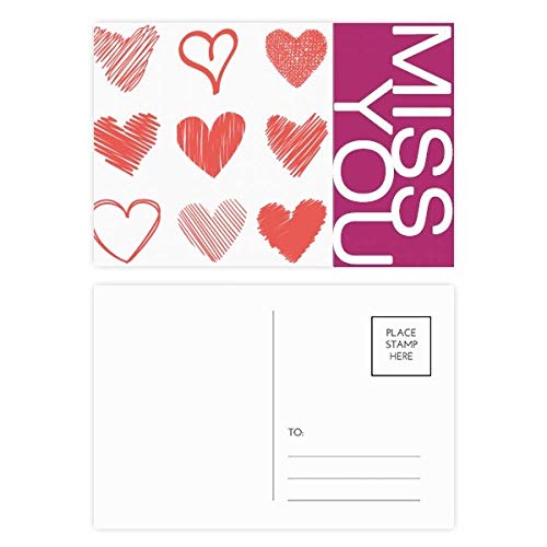Jeu de cartes postales Coeurs Saint Valentin DIYthinker 20pcs Sketch Mlle