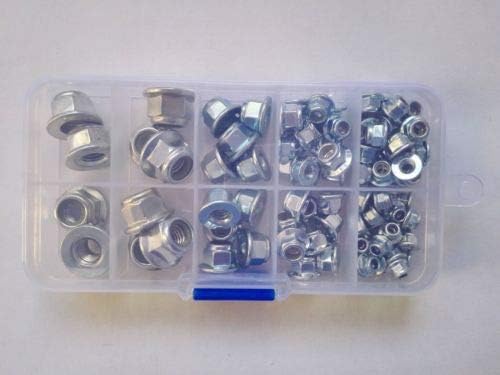 Generic 100PCS M3 M4 M5 M6 M8 Stainless Steel Flange Locking Nut Assortment Set White
