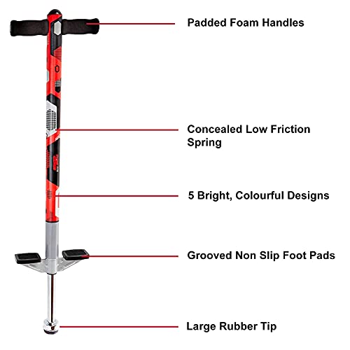 Think Gizmos Pogo Stick for Kids Ages 5 and Up & Between 40 to 80 Pounds - Master This Foam Covered Kids Pogo Stick for Beginners (Red & Black) - Thumbnail 2