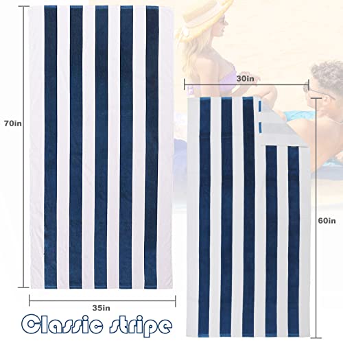 Exclusivo Mezcla BT-003-2LCC 2 Pack Cotton Oversized 35X70 Inches Cabana Stripe Beach Towels thumb #3
