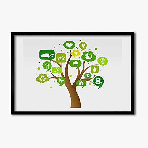 Cadre photo en bois MDF Tulup 60x40 cm avec tableau décoratif et affiche arbre moderne