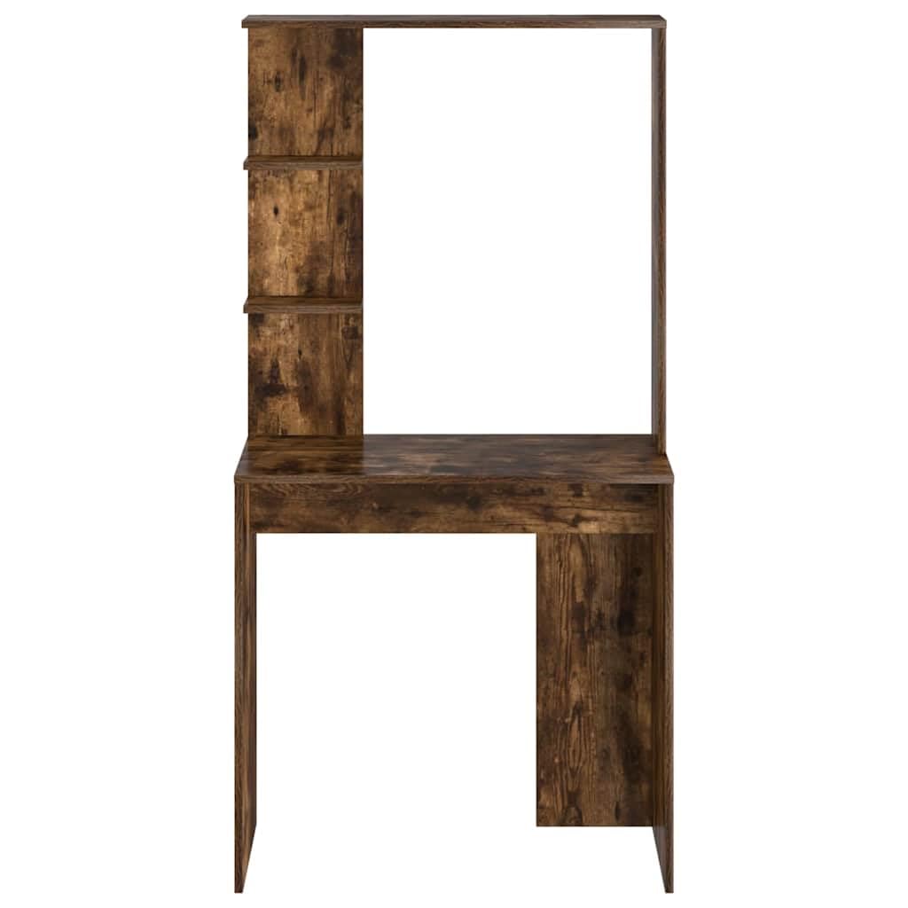 Scrivania con scaffale, in rovere affumicato, 78,5 x 37 x 154,5 cm, moderna scrivania per computer per casa, ufficio, studio, con spazio di archiviazione e piano di lavoro funzionale