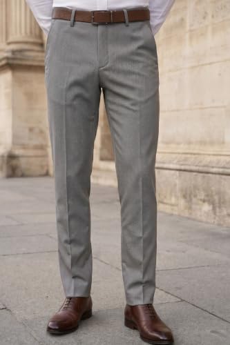 Image of Louis Philippe Men's Slim Fit Everyday Smart Wear Comfort Stretch Work Ready Solid Formal Trouser
