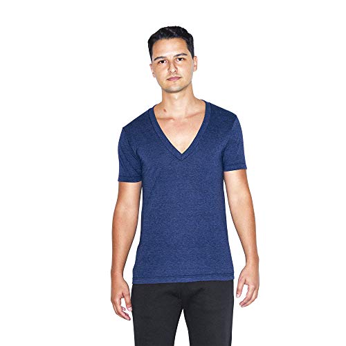 American Apparel Unisex Tri-Blend Deep V-Neck Short Sleeve T-Shirt, tri-Indigo, X-Large