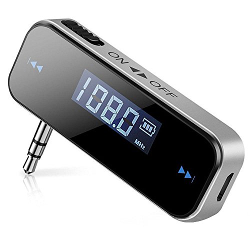 Trasmettitore FM,Mini Radio Adattatori Vivavoce Car Kit con Porta aux da 3,5 mm,per IPod, IPad,IPhone,Smartphone e Samsung Galaxy, HTC e Huawei, Lettori MP3 e MP4 e Altri Dispositivi Audio