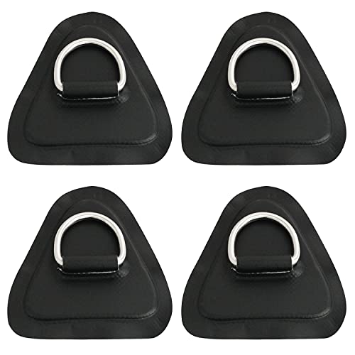 yyangz 4PCS Stainless Steel D-Ring Circular Patch with Triangular Base for Inflatable Boat Kayak Dinghy SUP, PVC Patch Stand-Up Paddleboard Canoe Rafting Accessories