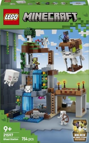 LEGO Minecraft Ghast-Station 21597 | Spielzeug ab 9 Jahren für Jungen, mit 8 Figuren inkl. 2 Skelette & 4 Ghasts mit Zubehör, Deko, Gaming Geschenk, 754 Teile