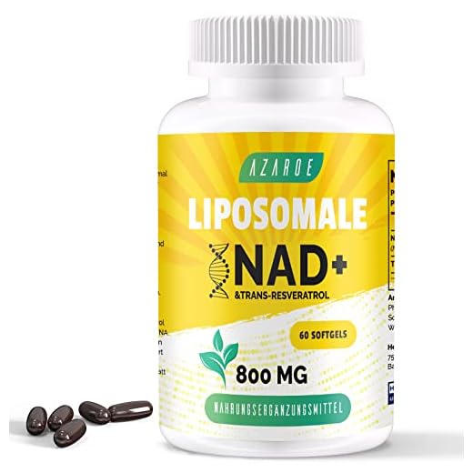 NAD+ liposomal y Trans-Resveratrol 800mg cápsulas blandas, alternativa al NMN más eficiente que el NMN, alta absorción, suplemento real de NAD+ para la reparación celular (60 unidad (Paquete de 1))