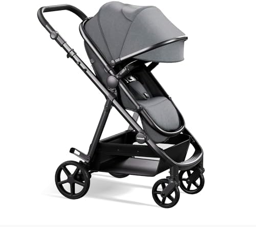 Mompush Baby Stroller with Bassinet Mode, Car Seat Adapter Included