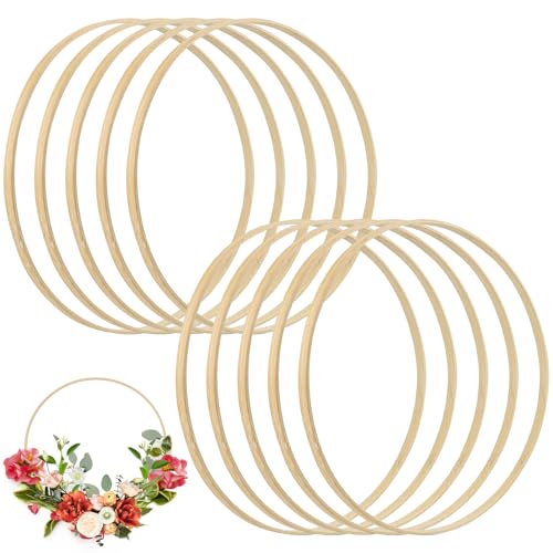 ANNASAMDO 10 St&uuml;ck Holzringe Zum Basteln, 30 cm Traumf&auml;nger Ringe Bambus Holzreifen Holzring Makramee f&uuml;r DIY Hochzeitskranz Dekor und Wandbehang Handwerk Blumenkranz T&uuml;rkranz
