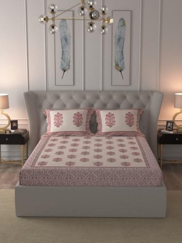 Image of Jaipur Fabric Premium Cotton Double Bedsheet with 2 Pillow Covers