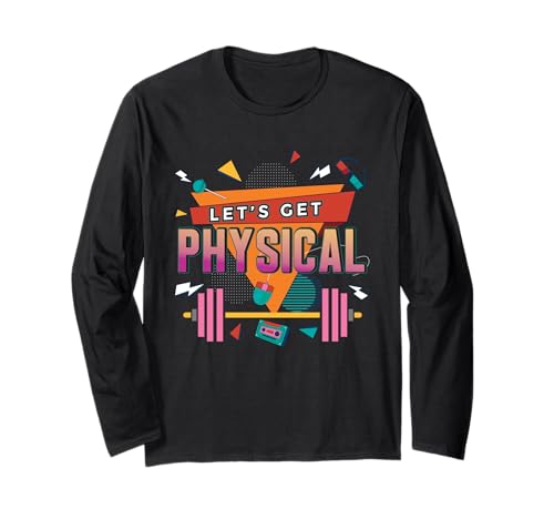 Lets Get Physical Fitness Retro 80s Gym Workout Fitness Manga Larga