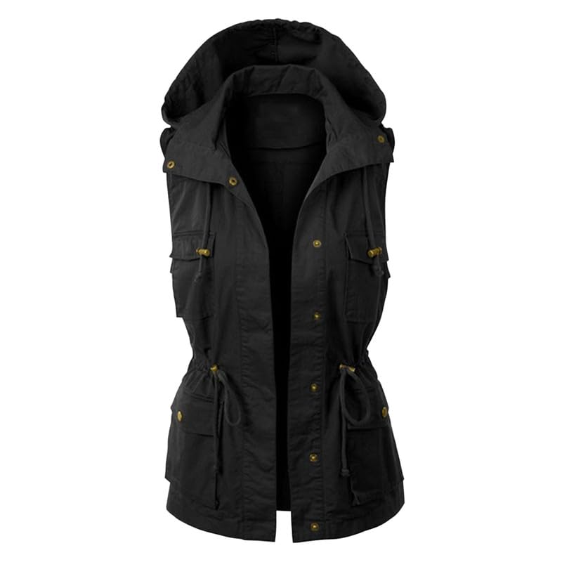 RunstarshowHooded Gilet for Women UK Ladies Waistcoats Sleeveless Cargo  Vest Womens Gilet with Hood Sleeveless Anorak Jacket Lightweight Outerwear