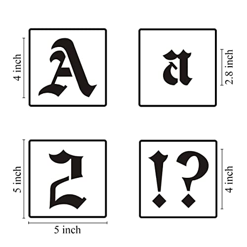 4 Inch Alphabet Letter Stencils for Painting - 70 Pack Old English Letter Stencil Templates with Numbers and Signs for Painting on Wood, Reusable Letters Stencils for Chalkboard Wood Signs & Wall Art by REOLAN - Used condition - Image 6