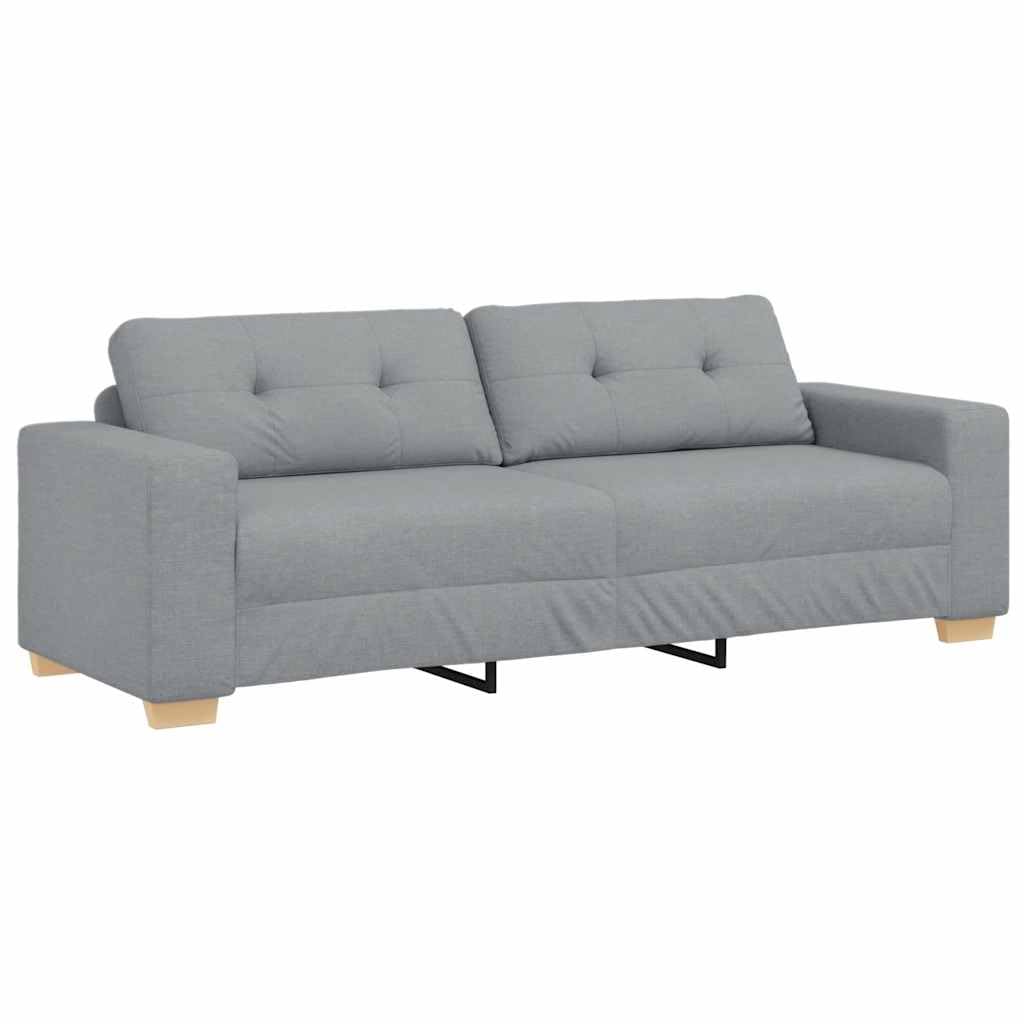 OWOX Sofá de 2 + 3 plazas gris claro 160/221 cm, poliéster, estructura de madera y metal, reposabrazos anchos, cojín cómodo, moderno, resistente, salón, oficina, habitación de invitados