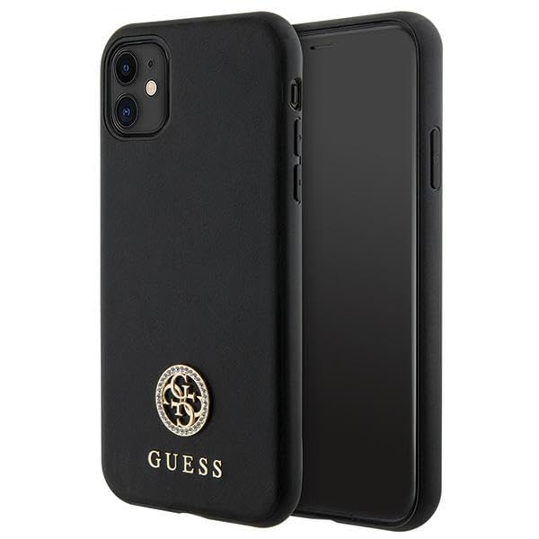 Guess GUHCN61PS4DGPK Coque Rigide pour iPhone 11 / XR 6,1" Noir avec Strass et Logo en métal
