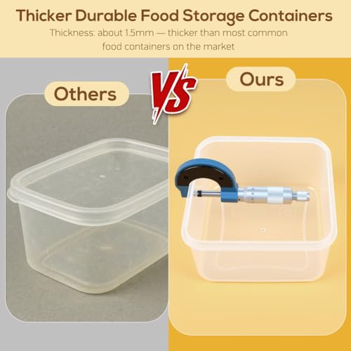 50 PCS Thicker Food Storage Containers with Lids, Clear Stackable Airtight Leakproof Reusable Plastic Meal Prep Container Set for Kitchen Storage/Lunch, Fridge/Microwave Safe with Labels&Pen - Image 4
