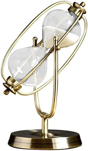 Aero Snail 15 Minute Home Decorative Hourglass Timer Present Gift with White Sand 10 Inches Height, Antique Gold Accent