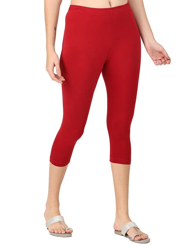 Image of Robinbosky Premium Stretchable Cotton Capri Legging for Women | Suitable for Formal wear & Casual wear | High-End Elastic Makes. The Leggings Squat Proof and Durable for Travel, Yoga, & Workout.