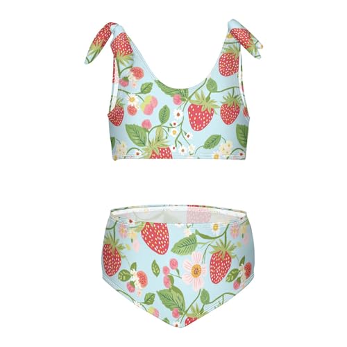 Wusikd Strawberries Girls Swimsuits Two Piece Flowers Swimwear Bikini Set for for Girls Size 3T
