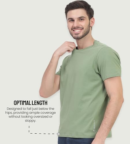 Image of Freecultr Truly Classic Organic Men's Cotton T-Shirt | Solid Round Neck Half Sleeve | Plain Stylish t Shirts | Regular Fit | Casual Comfortable T Shirt for Man