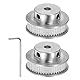 sourcing map 2Stk 2GT Umlenkrolle 48 Zähne 5mm Bohrung 32mm Durchm. Aluminum Zahnriemen mit 2mm Sechskant Schlüssel für 6mm Breite Gürtel 3D Drucker CNC Maschine Zubehör Silberton