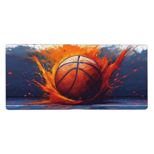 Alfombrilla Gaming, Alfombrilla Ratón Grande, Alargar Lavable la Almohadilla del Ratón, Base Antideslizante de Caucho, Mejora de la Velocidad y la Precisión, Computadora, 1000x500x3mm, Baloncesto Z478