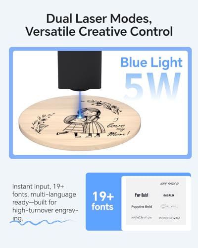 Ortur R1 5000mW Portable Laser Engraver and Cutter, Class 1 Foldable Laser Engraver, Exquisite Gift Box Packaging, APP Control Laser Engraver for Wood, Leather, Glass, Cloth (Misty Blue) - Image 4