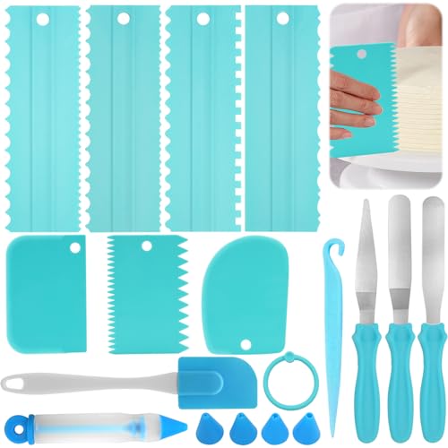 Samulee Kit Reposteria Utensilios con 7 Piezas Rasqueta para Tartas, 3 Piezas Espatulas Reposteria, Bolígrafo para Tartas con 4 Boquillas, Espátula de Silicona para Tartas, Servidor de Tartas