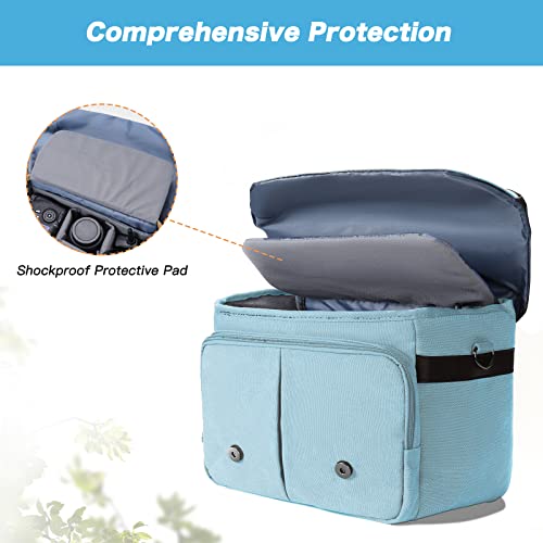 Mosiso Camera Case Crossbody Shoulder Messenger Bag, Dslr/Slr/Mirrorless Photography Vintage Pu Leather Flap Gadget Bag With Rain Cover Compatible With Canon/Nikon/Sony Camera And Lens, Air Blue #TOP5