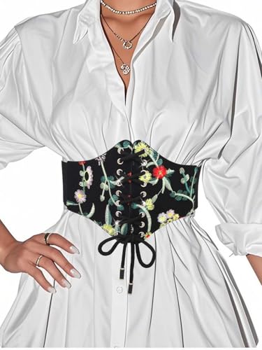 Urieo Flower Embroidery Corset Belt for Women4