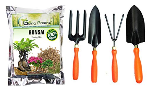 Image of Combo of 100% Organic Bonsai Potting Soil Mix (2 Kgs) and Garden Tool Kit (Set of 4)