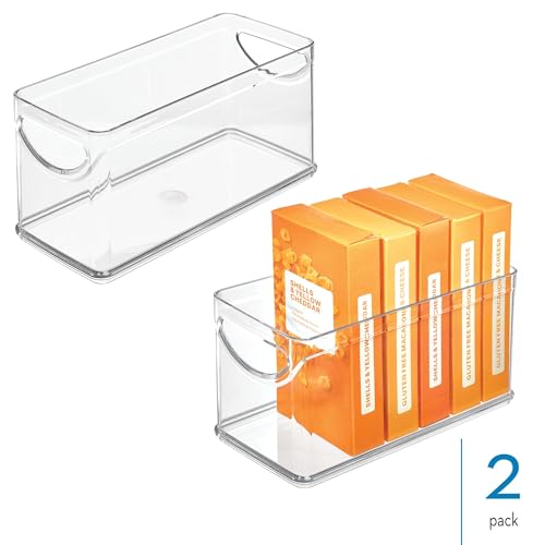 iDesign Narrow Pantry Organizer Bins with Handles - Storage Bin for Cabinets or Fridge- Set of 2 - Clear - Image 3