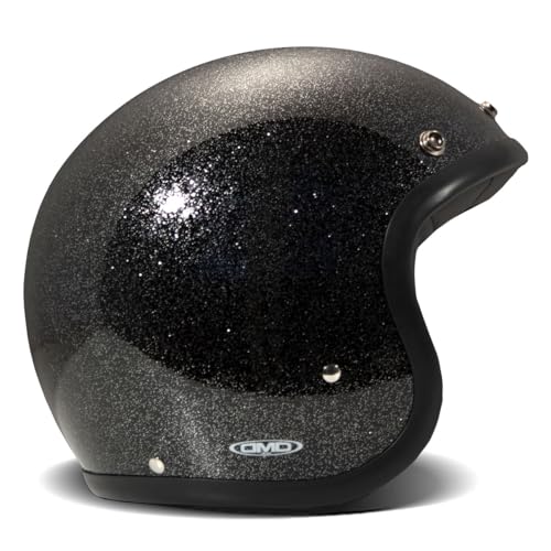 Casque moto rétro DMD paillettes noir taille XL jet vintage pour scooter